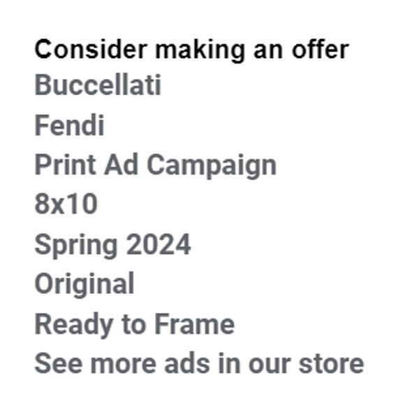 Buccellati and Fendi Print Ad Campaign Spring 2024 8x10 Ready to Frame Original - Picture 2 of 5